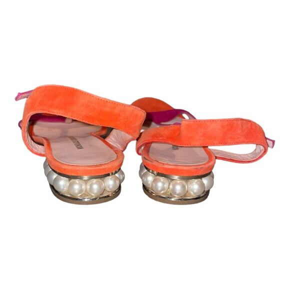 NICHOLAS KIRKWOOD FUCHSIA AND ORANGE SANDALS WITH PEARLS Size 36 - Picture 5 of 8